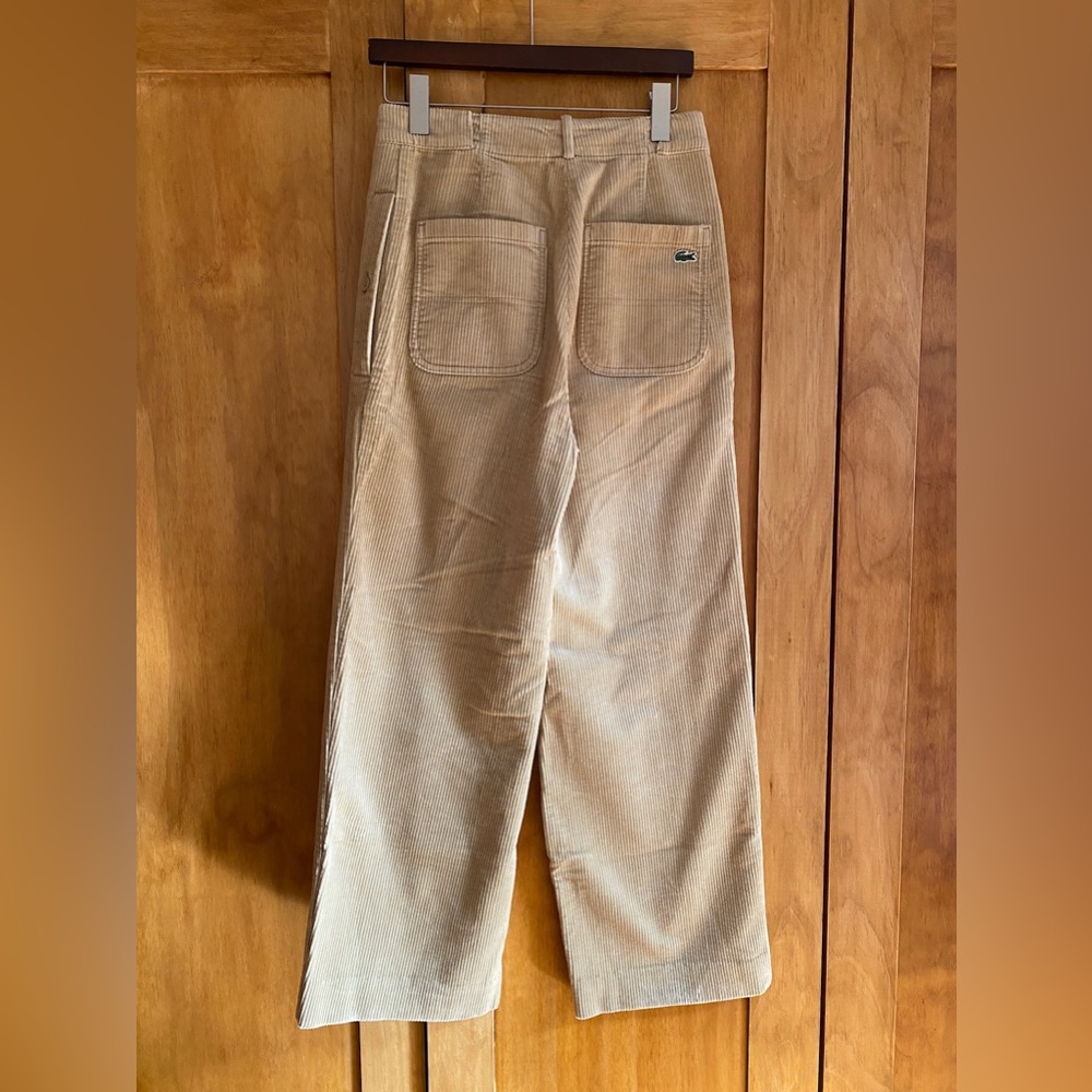 Lacoste Women's beige wide-leg corduroy pants size 36